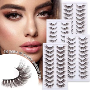 Handmade 10 Pairs 3d Faux Mink Hair Short Eyelashes Natural Hand Made Full Strip Lashes