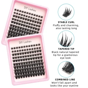Handmade 10 Rows DIY Segment Lash Cluster Kit Private Label Individual Natural Hybrid Light Volume 3D 5D Lashes
