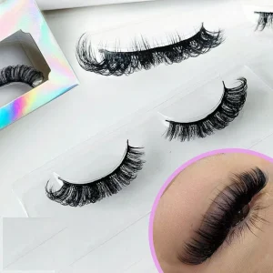 Handmade 15mm Fluffy DD Curl Volume False Mink Eye Lash Style Russian Strip Cat Vegan Eyelashes