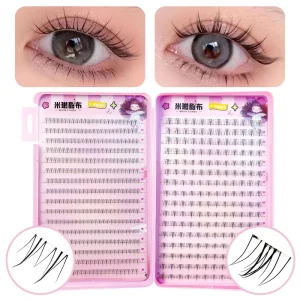 Handmade 32 Rows Mixed Lower Eyelashes Manga Single Cluster Segmented Fan Eyelashes