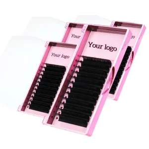 Handmade 3D Cruelty Free Natural Black Curled Lash Trays Soft Synthetic Hair Individual Eyelash Extensions