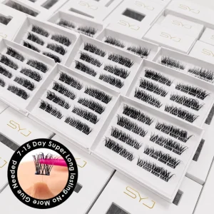 Handmade 3D Effect Self Adhesive Synthetic Hair False Eyelashes Daily Wear Press Multipack Lightweight Cluster Lashes 10