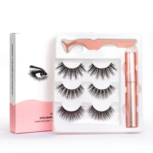 Handmade 3D Faux Mink Magnetic False Eyelash Set Natural 3D False Lashes