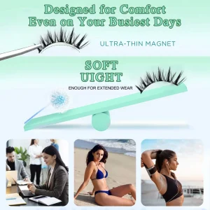 Handmade 3D Mink Natural Synthetic Hair Soft Magnetic False Eyelashes 6 Magnets No Glue No Eyeliner Reusable 0.07MM Thickness
