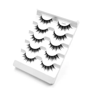 Handmade 5-Pair Set 3D Manga Lashes Spiky Cross False Eyelashes Wet Look Cosplay Eye Makeup Accessories