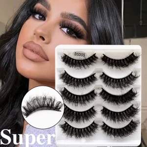 Handmade 5 Pairs Eyelashes 8D Wispy Eyelash Faux Mink Lash Full Strip Eyelashes Fluffy Lashes Natural False Eyelashes