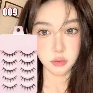 Handmade 5 Pairs Lashes Manga Faux Mink Eyelashes Strip Lashes False Eyelashes Kit Fake Lashes Natural False Eyelashes