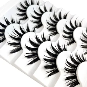 Handmade 5 Pairs Set of 3D Lash Extension Cross False Eyelashes Wet Look Cosplay 5 Pair Eye Makeup Accessories