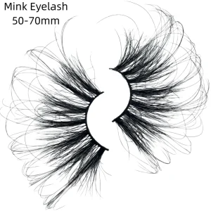 Handmade 50-70mm Mink Lashes Wispy Fluffy Full Strip Lashes 3d Lashes Mink Eyelash Custom logo