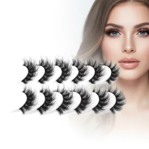 Handmade 5D 6D Full Strip Eyelashes Mink Hair Natural Fluffy Black 10 20MM Cruelty Free Private Label 10 Pair Package