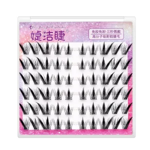 Handmade 6-Row Glue-Free No-Removal Mischievous Elf Single-Cluster Segmented Sharp-Base Natural Soft Cartoon Eyelashes