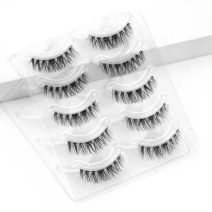 Handmade C Curl Invisible Clear Band Synthetic Hair Faux Mink Eyelashes Superfine Band Lashes
