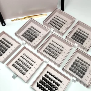 Handmade CD Curl Mix Lengths Lash Clusters Precut Segmentt 3D Thin Band Thick Volume DIY Cluster Lashes Fan Eyelashes
