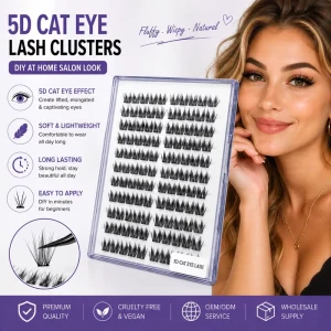 Handmade Cat Eye 5D Synthetic Hair Wispy Lash Clusters DIY Eyelash Extensions 10 Rows