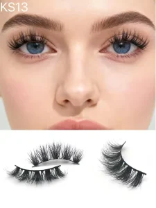 Handmade Cat Eye Effect Wispy Strip Lashes Private Label Natural Look Clear Band Black Cotton MINK FUR Cruelty Free