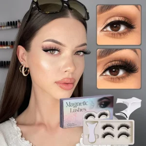 Handmade Cat Eye Magnetic Lashes Applicator 2 Pairs Reusable Lightweight Natural 3D False Eyelashes