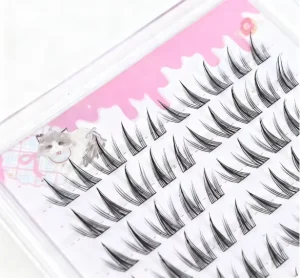 Handmade Cat Style Girl Glue Free Sunflower Design False Eyelashes Naturally Curled Roots Fiber Material Pointy Thin Base