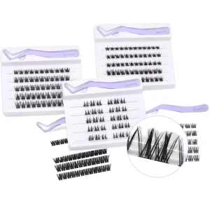 Handmade Cluster Lashes 12 Rows 8-16mm Mixed Length Faux Mink Wispy Individual Clusters Reusable DIY Eye Lashes for Daily Party