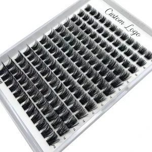 Handmade Cluster Lashes Custom Logo Fluffy C Curl Lash Cluster Tray Long Eyelashes