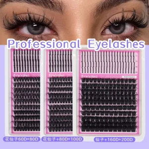 Handmade Cluster for Three dimensional Fairy Mixed Segmented Tufted False Eyelashes PBT Material 14 Rows Various Sizes CC DD