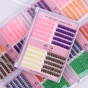 Handmade Colored Individual Lashes Cluster Faux Mink C D Curl Colourful DIY Cluster Segmented Eyelash