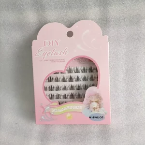 Handmade Custom Logo Self-Adhesive Mega Volume 10D-20D Cluster Lashes Invisible Clear Band Reusable Super Long