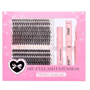 Handmade Customizable DIY Cluster Lashes 4 In1 Kit 30+40D Premade TopGrade Faux Mink 9-16mm Length 14rows Natural Soft