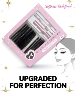Handmade Customizable DIY Cluster Segment Lashes Kit 80D Premade Faux Mink 14 Rows 9-16mm Mixed Length