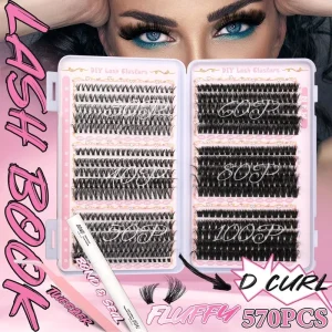 Handmade D Curl Mega Volume 10D-20D 32-Row Bulk Cluster Eyelashes Wispy Ribbon Clusters Faux Mink