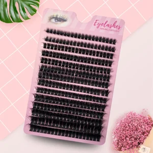 Handmade D for Synthetic Hair Cluster Lash Extensions Pointy Thin Base 14 Rows DIY No Glue Needed