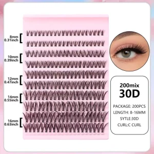 Handmade DIY Cluster Eyelash Extension Kit 30D Individual Lashes 10 Rows Mixed Length Soft