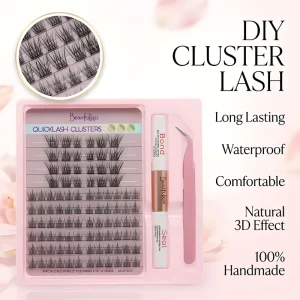 Handmade DIY False Pre Cut Segmented Clusters 10 Rows 0.07mm Thickness Black Cotton Band Synthetic Hair Lashes Extension