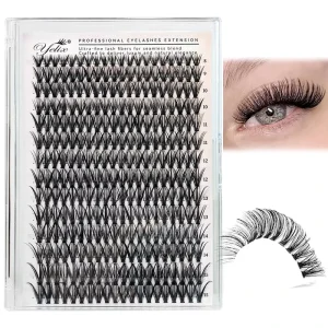 Handmade DIY Fan shaped 14 Rows Volume Spikes Lash Cluster Kit Private Label C D Wispy Faux Mink Mix 3D Effect