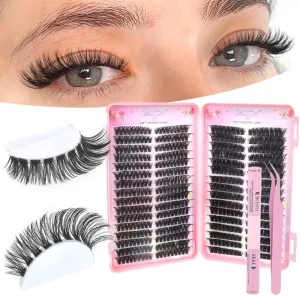 Handmade DIY Single cluster Fluffy Synthetic Fiber False Eyelashes Black Cotton Stalk Band Feathered Extensions