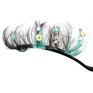 Handmade Diamond Glitter Short False Eyelashes Halloween Stage Makeup Vegan Cruelty Free Natural Soft European American