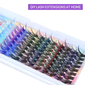 Handmade European American Color Segmented Synthetic Hair False Eyelashes Dense Mixed Colors Curled Stage Makeup Exaggerated 3