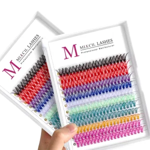 Handmade Eyelash Cluster Faux Mink Eyelashes with Glitter Fluffy Luxury Colored CC CD Curl
