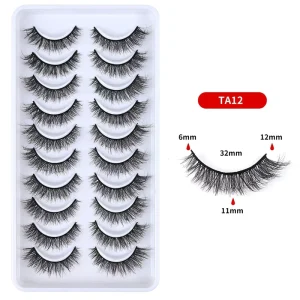 Handmade Eyelashes Faux Mink Lashes Full Strip Lashes 10 Pairs Set Fluffy Full Volume Makeup Beauty Lashes