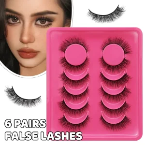 Handmade Eyelashes Strands Eyelash Extensions 6 Pairs Full Strip False Eyelashes Faux Mink Eye Lashes for Makeup