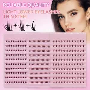 Handmade Fairy Natural Black Dense Lower Eyelashes PBT Material 10-Row Large Capacity DIY Self-Application