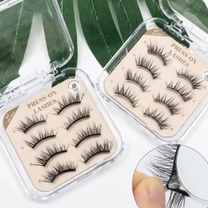 Handmade False Eyelashes Long Lasting No Glue Need Pre Glued Soft Thin Press On Half Under Lashes