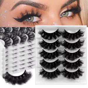 Handmade False Eyelashes NA02 with Plastic Cotton Band Deep Wave Lashes Per Tray for Online Wholesalers