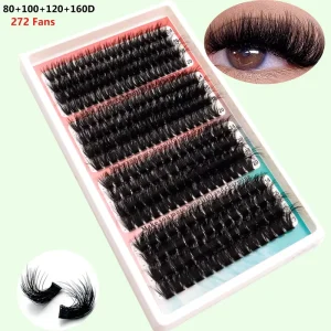 Handmade Faux Mink 4 Sections 16 Rows 60D 200D Single cluster Furry Segmented DIY Eyelashes Large capacity 14-20mm Mix