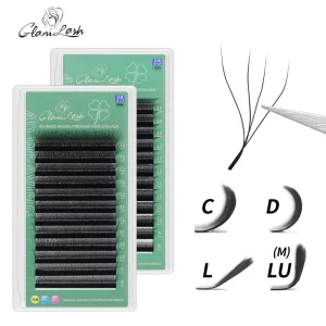 Custom Logo 0.07mm Your Brand Premade Fan Eyelash Extension Trays 4D W Lashes