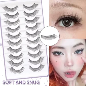 Handmade Faux Mink Eyelashes 10 Pairs Thick Synthetic Hair Reusable Fake Eye Lash Boxes Eyelashes for Makeup