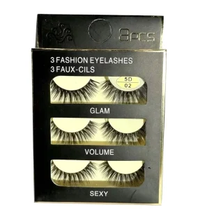 Handmade Faux Mink Fur 3 Pair Volume Strip Eyelashes Durable Natural Flexible Black Cotton Band 0.07MM