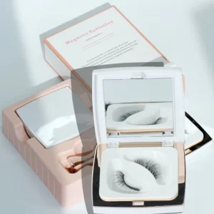 Handmade Faux Mink Soft Magnetic Eyelashes Packaging Box Natural Black 9-12mm Length 6 Magnets with Clip