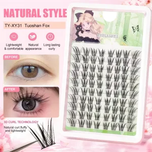 Handmade Fluffy Cluster Lashes Self Application Soft Band Individual Segmented Eyelash Extensions Private Label