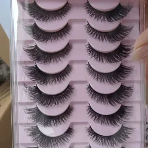 Handmade Fluffy Curly Eye Lash Silk Full Strip Lashes 10 Pairs Wispy False Mink Eyelashes