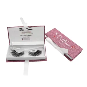 Handmade Full Strip Natural Black Long Mink Eyelashes Private Label Eyelash Box Durable Light Soft High Quality